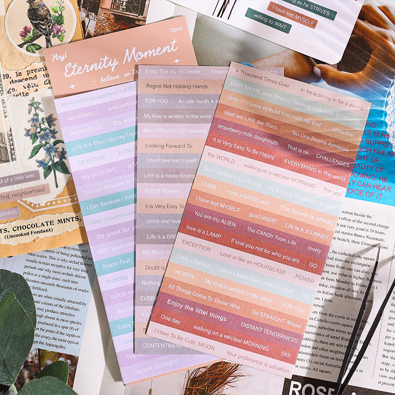 Pegatinas simples y de papel para cuentas de mano Texto alfabeto inglés Collage retro americano Decoración de cuentas de mano Pegatinas de material de bricolaje