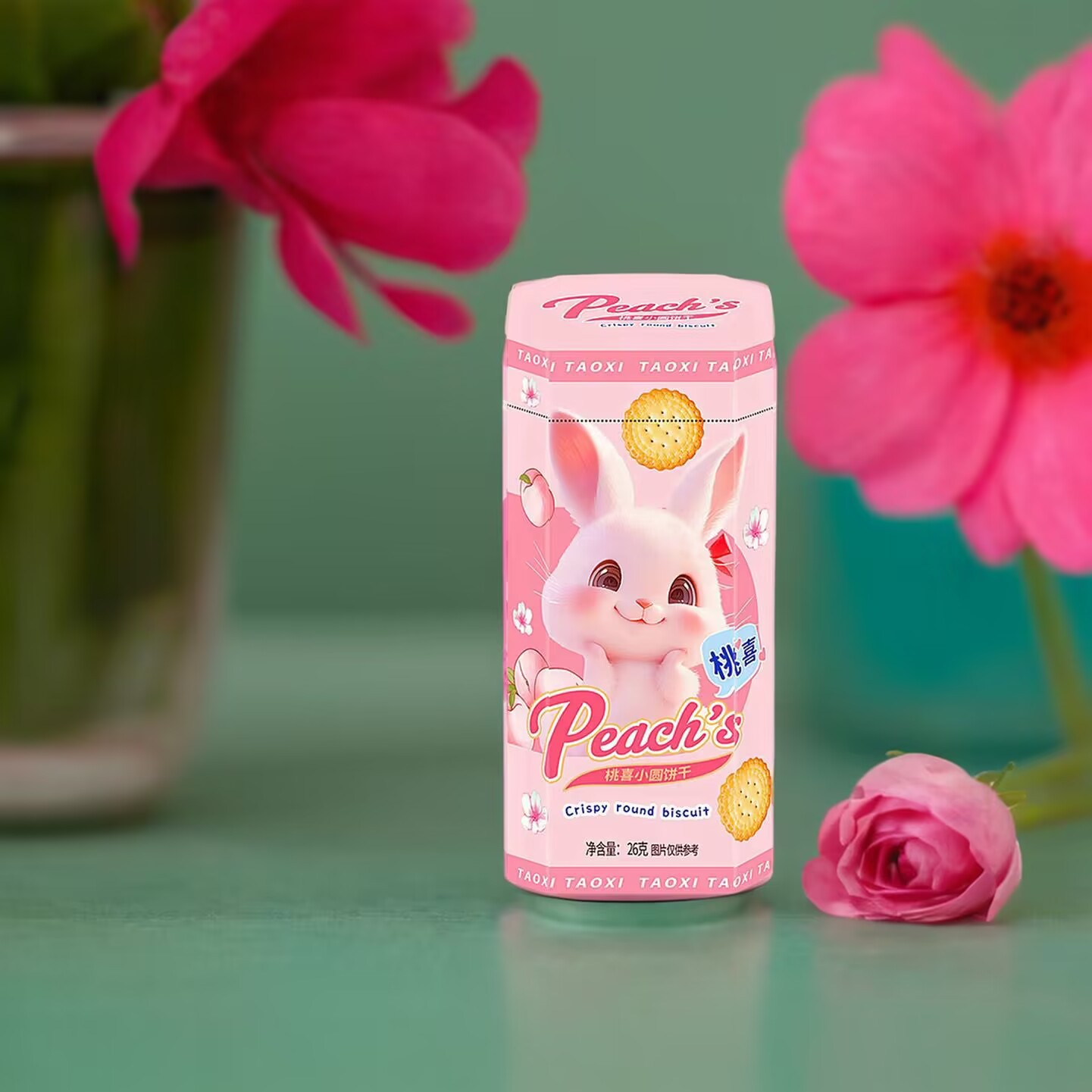 Pandora's Diary Peach Xi Small Round Biscuits Boxed Accompanying Gift with Snack Gift Children's Baby's Birthday Year One