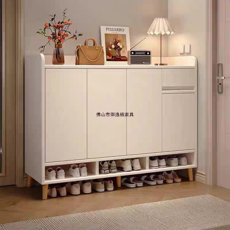 Solid Wood Shoe Cabinet for Home Entrance Door 2025 New Indoor Entrance Storage Cabinet Integrated Wall-Mounted Corridor Shoe Rack