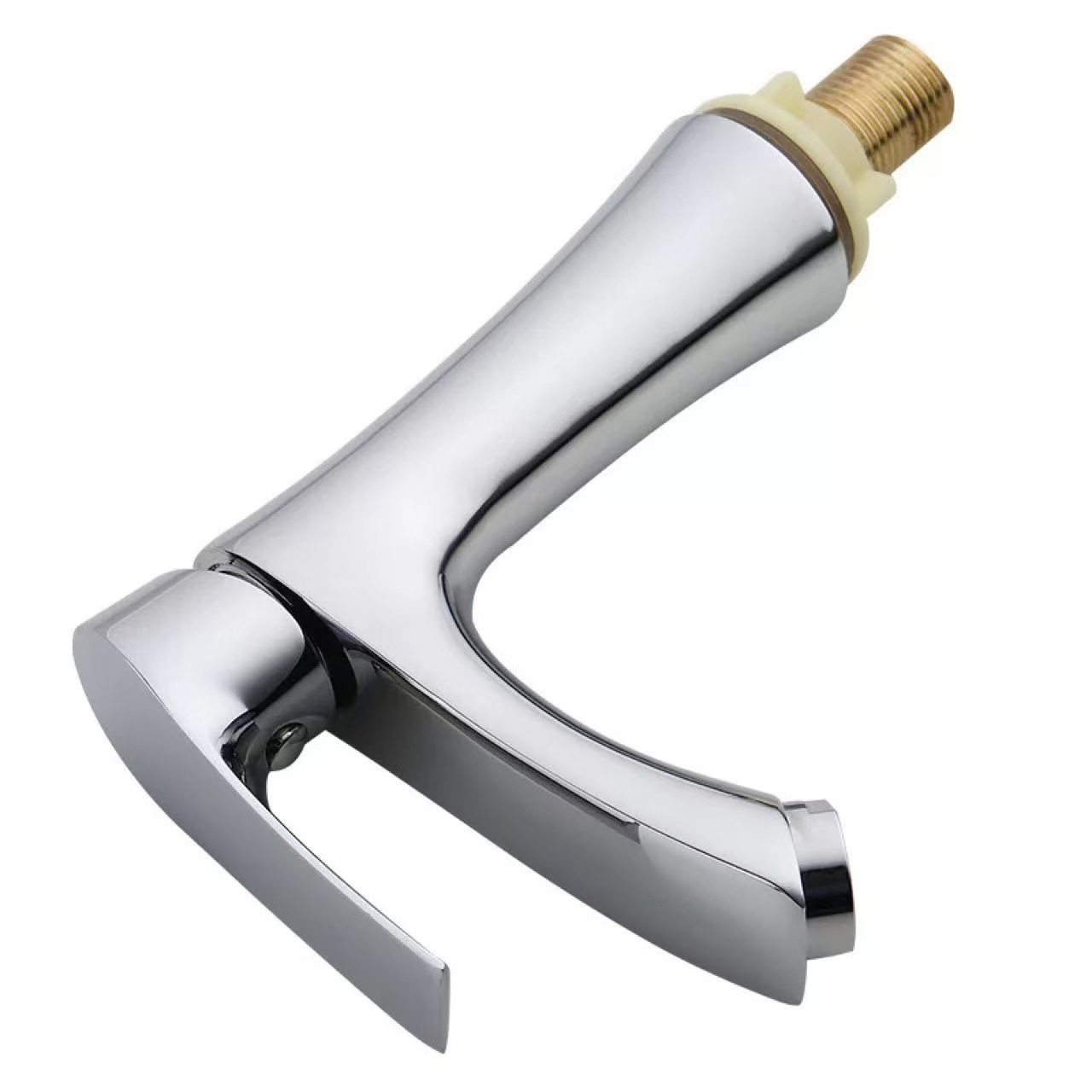 Grifo de lavabo con núcleo de válvula de cobre de un solo frío, grifo único de apertura rápida de 4 puntos, lista de lavabo para baño doméstico