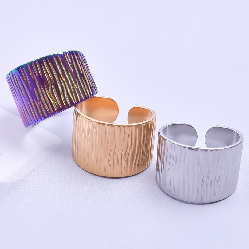 Wholesale Basic Solid Color Titanium Steel Wide Band Ring Open Ring display picture 2
