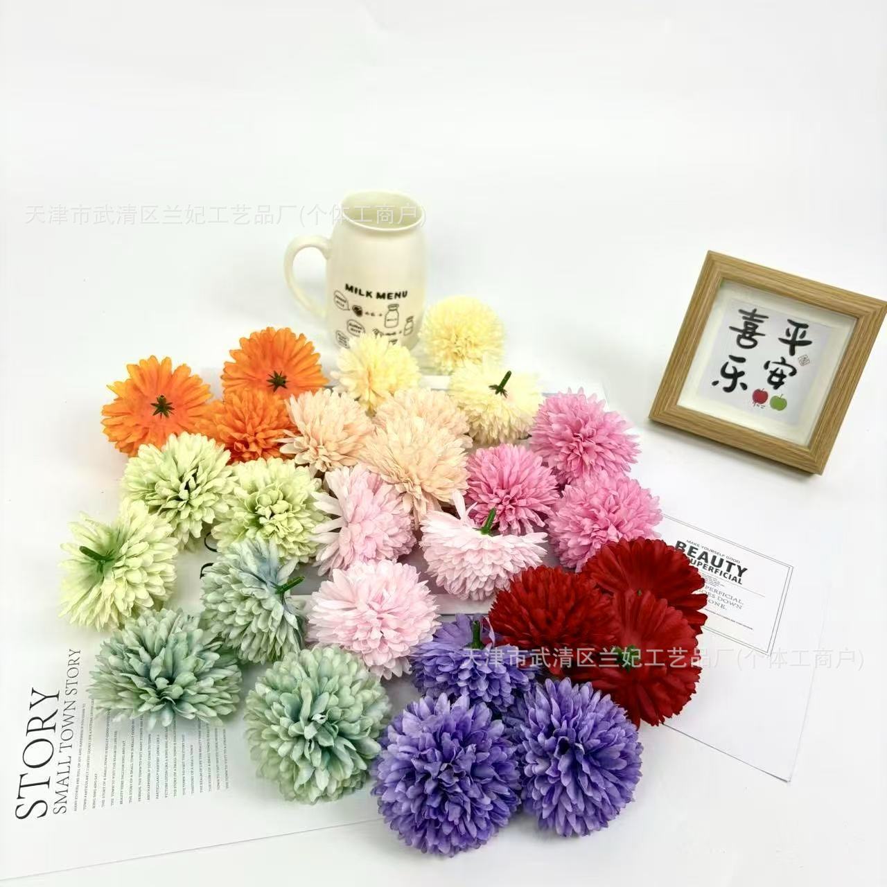 Simulación de flores de crisantemo al por mayor decoración de la sala de bodas accesorios de fotografía tela de seda de laceana flores de crisantemo
