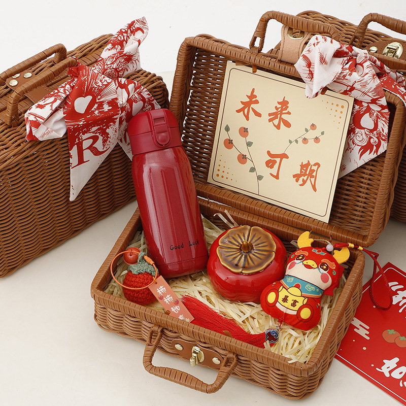 Sanba diosa Festival regalo práctico cesta de ratán de alta gama caja de regalo creativa empresa apertura tienda celebración actividad Grupo edificio regalo