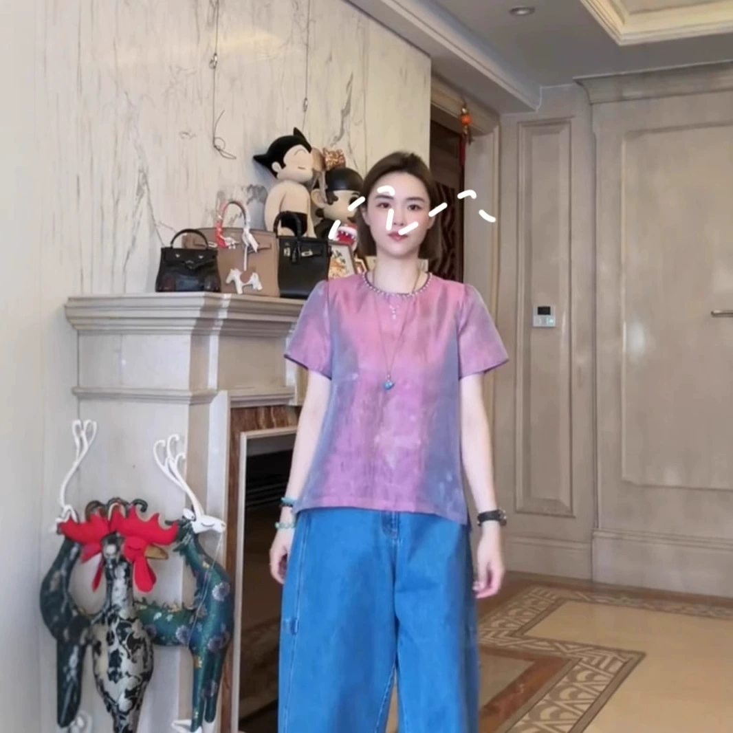 Новый китайский стиль Nanyou оптом Yunjin Luo ручной работы с жемчужным воротником и короткими рукавами