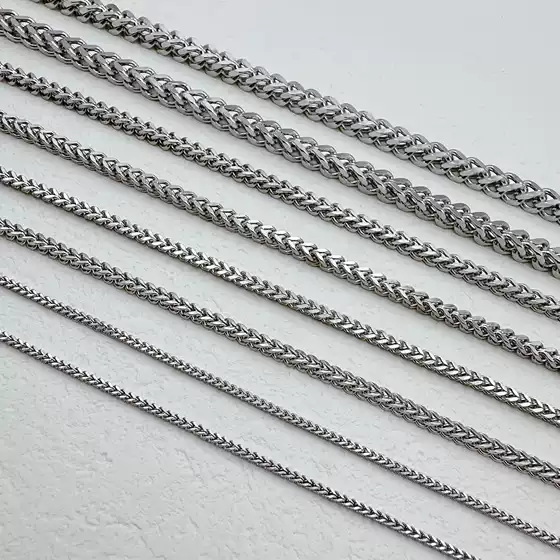Stainless Steel Square Chain Bracelet & Necklace, Titanium Steel Double-Sided Geometric Chain, Vintage Industrial Style