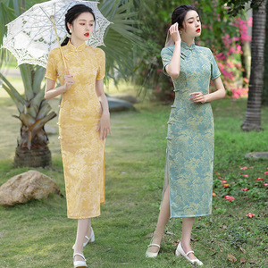 Chinese Dress retro cheongsam dress for women girls  the new type of modified young temperament jacquard qipao dress