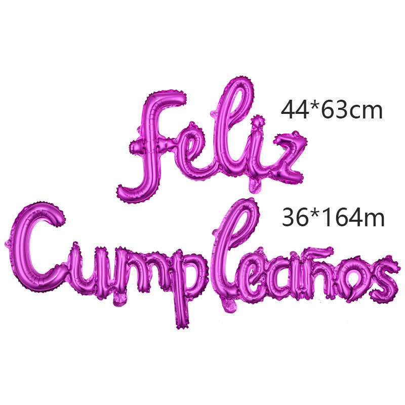 Juego de globos de feliz cumpleaños en español siamés Globos de película de aluminio Globos de decoración de fiesta de cumpleaños en minúsculas en español