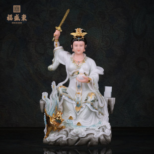 Nine Heavenly Maidens Statue Body Imitation of White Marble for Home Worship with Phoenix Nine Heavenly Maidens Statue