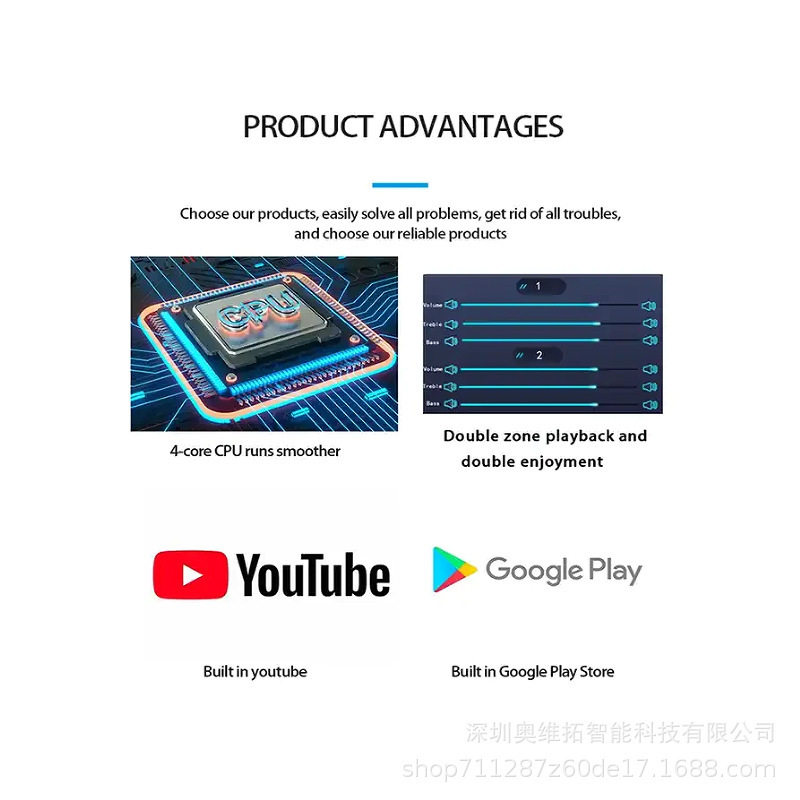 7インチアンドロイド11スマート背景音楽ホストプレーヤー音声bluetooth USB組み込みフルスクリーンコントローラ|undefined