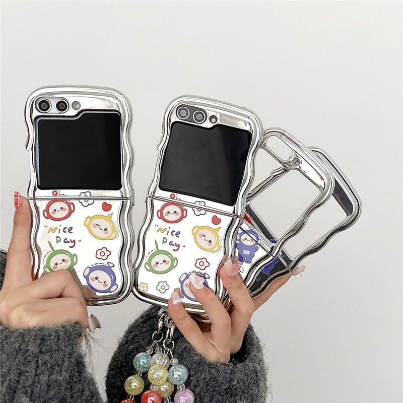 Japanese and Korean cartoon doll for galaxy zflip3/4 phone case Samsung 5 generation folding protective case bracelet