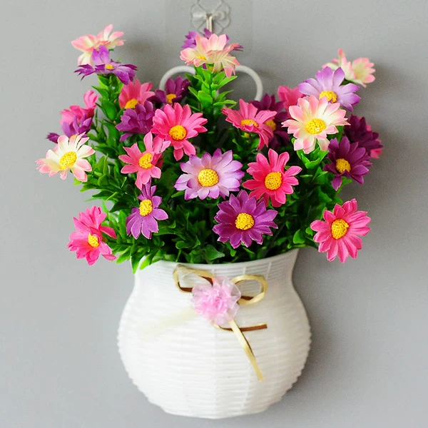 Silver purple powder daisy basket