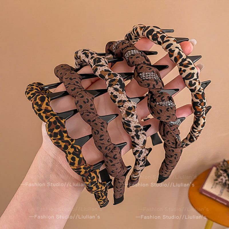 Vintage Leopardenmuster Damen 2025 Neues hohes Totenkopf-Haarband für den Alltag, zum Bügeln, Gesichtwaschen, als Haarspange_voghion.com