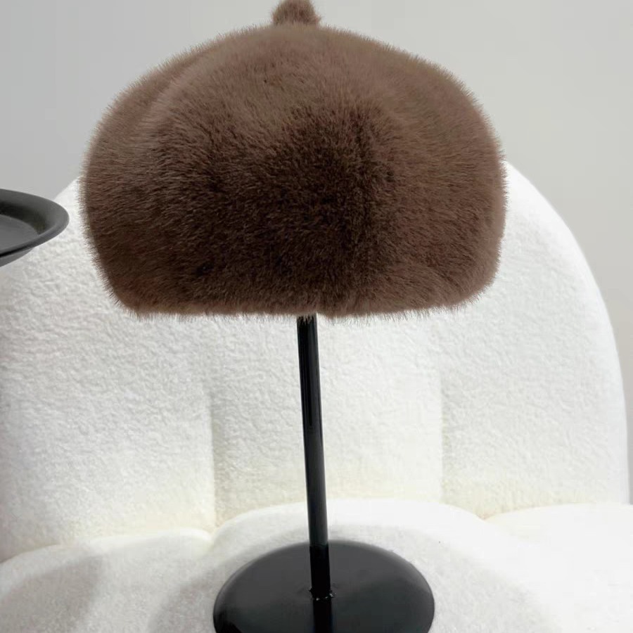 (2개) 2024 새로운 스타일 모방 밍크 헤어 한국 패션 베레모 가을과 겨울 두꺼운 따뜻한 모자 숙녀 호박 팔각형 모자