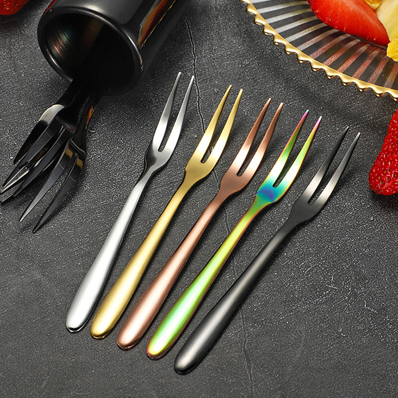 304 Tenedor de fruta de acero inoxidable hotel restaurante postre tenedor pastel de Luna pequeño tenedor regalo vajilla traje al por mayor