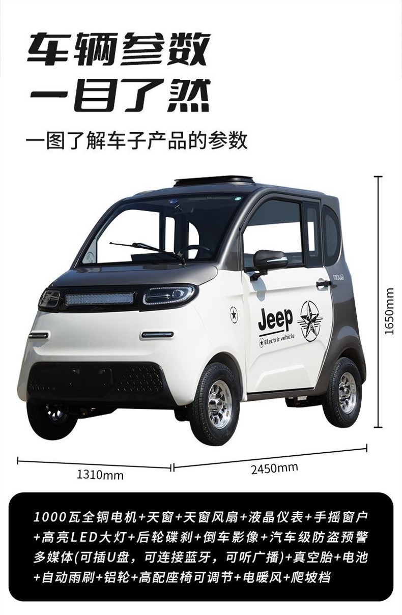 New Energy Enclosed Electric Four-Wheel Vehicle for Women