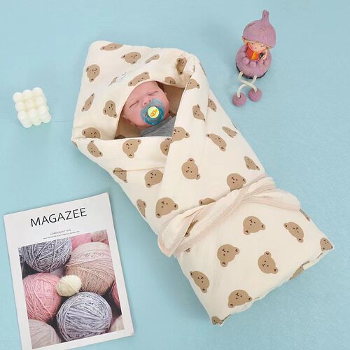 Autumn/Winter Newborn Baby Thick Blanket Baby Swaddle Blanket Zongbu Print Newborn Small Cotton Blanket