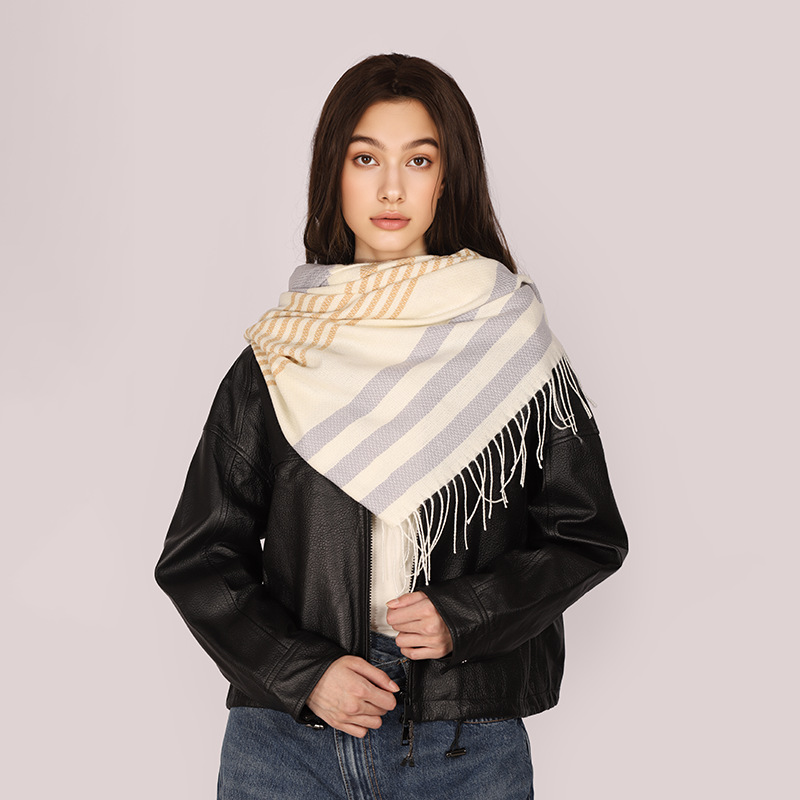 La hija mayor de Meilad, otoño y invierno, una sensación de atmósfera de moda, una gran rejilla imitación de cachemira, una bufalla caliente y gruesa, un color de combinación