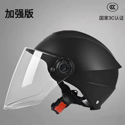electric vehicle safety helmet, unisex, suitable Motosiklet kaskı (dəbilqə) - 3c-new-national-standard-cool-black-enhanced-version-hd-lenses