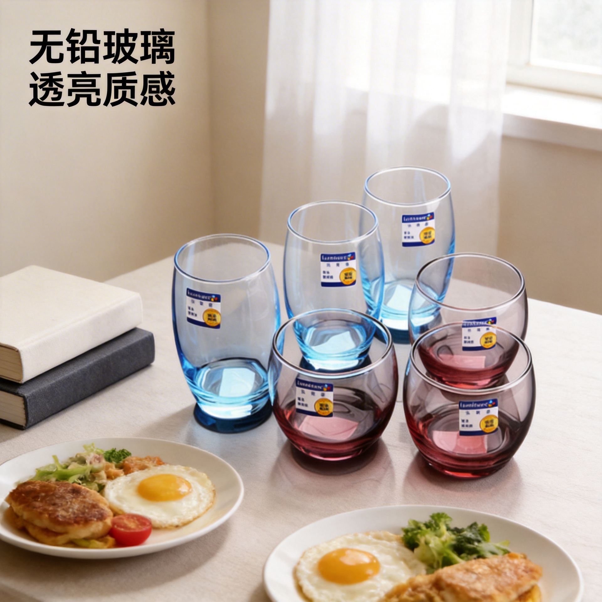 Vaso de Vidrio Lemeiya, Vaso para Agua, Vaso para Bebidas, Copa de Vino Colorida, Vaso para Jugo, Vaso para Leche, Vaso Cuadrado, Vaso para Bebidas Frías