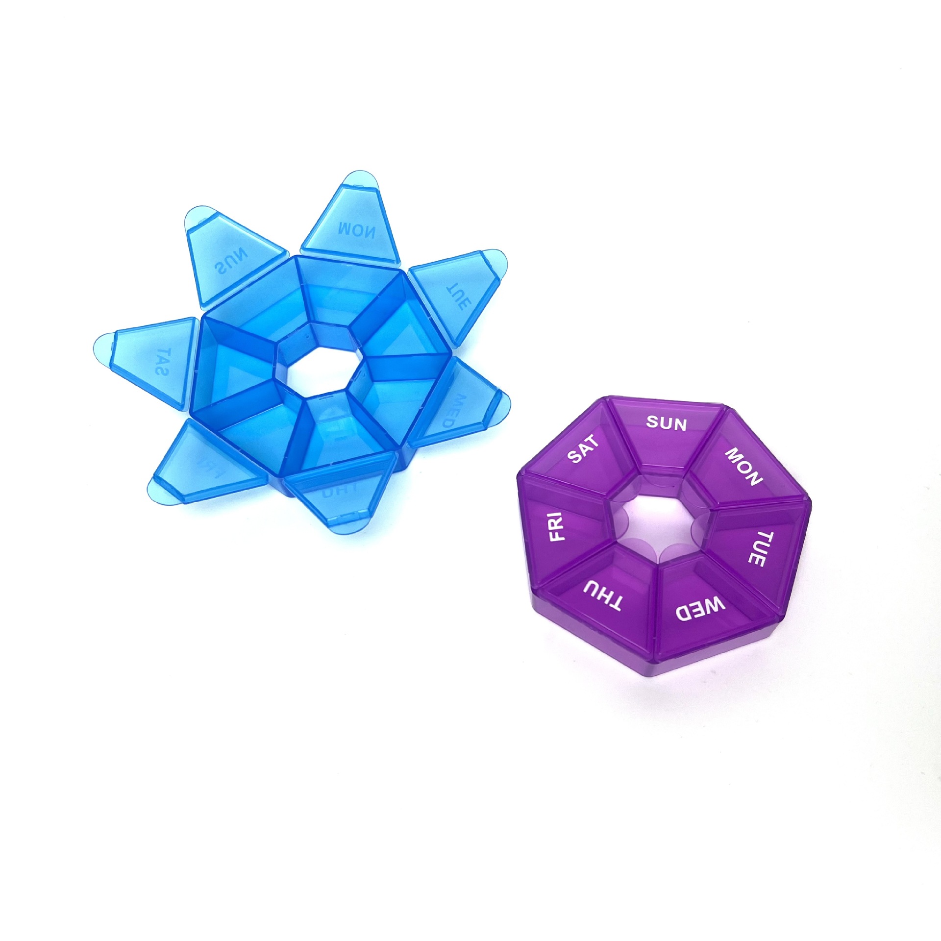 可随身携带的七边形花状药盒满足一周用药需求