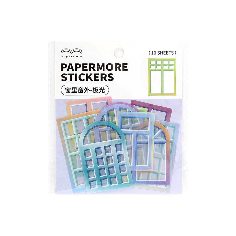 PaperMore 窗里窗外系列 雾面PET贴纸包手账装饰拼贴素材4款|undefined