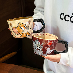 トムとジェリー セラミックマグカップ カップル用ウォーターカップ 誕生日プレゼント 女性向けギフト カップ 家庭用飲料水 オフィス用