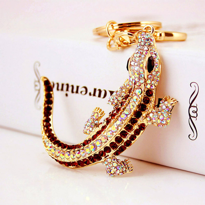 Craft small gifts cute diamond lizard keychain men's animal keychain metal pendant wholesale 696