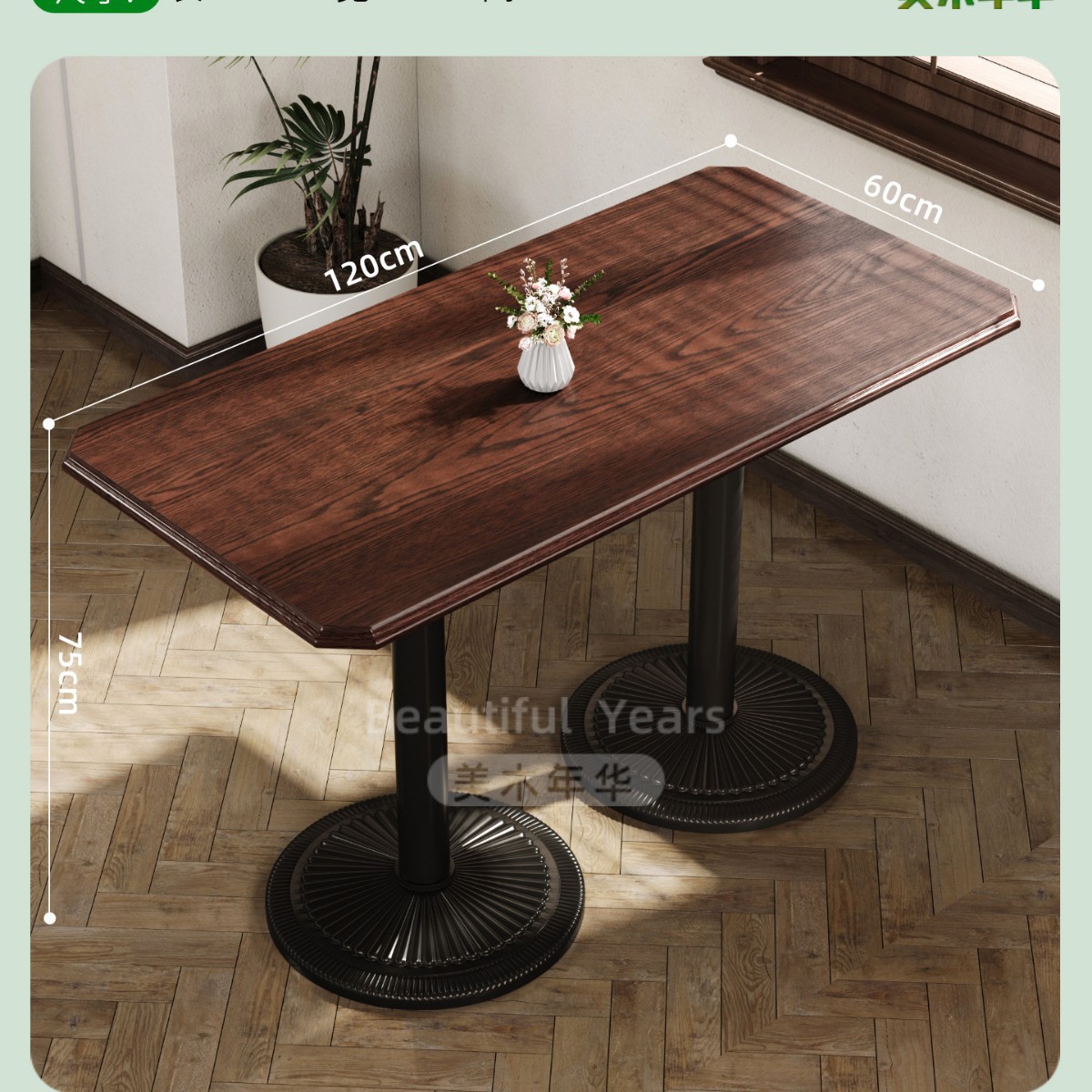 Mesa y silla de cafetería americana retro francesa panadería de comida ligera dulces tienda de azúcar y agua bistrona mesa de madera maciza image 41