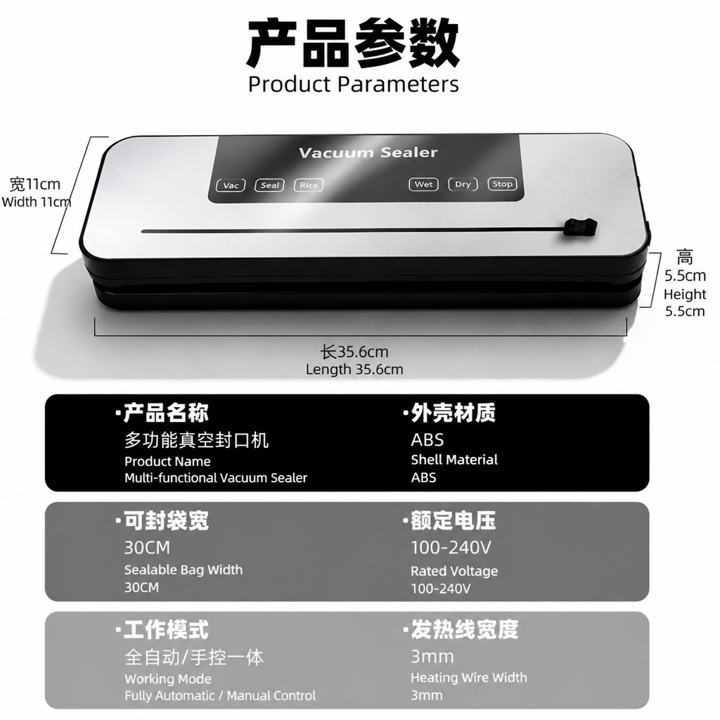 Cross-Border Source Factory Dual-Pump Vacuum Sealer Fully Automatic Household Food Preservation Sealing Machine Dry and Wet Dual-Use Packaging
