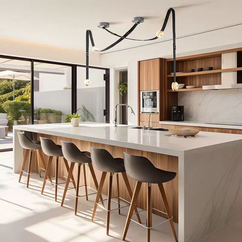 Sensación de alto nivel de cinturón minimalista sala de modelo elegir lámpara candelabro hueco diseñador italiano loft edificio dúplex sala de estar comedor luz