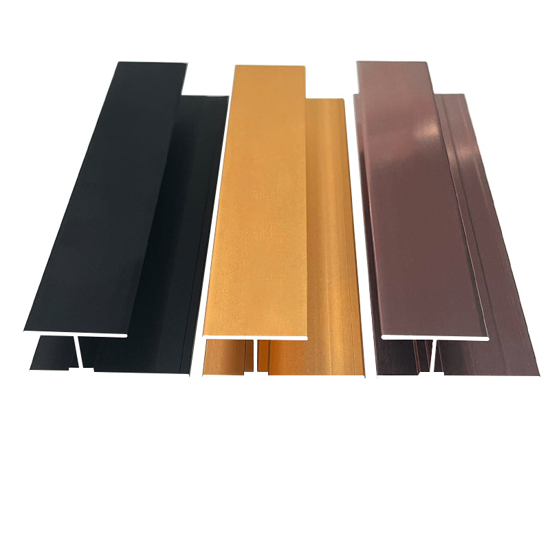 acabado de madera ensanchado en forma de I 20mm metal de aluminio decoración cintura línea de carbono cristal integrado placa de costura hermosa tira de empalme