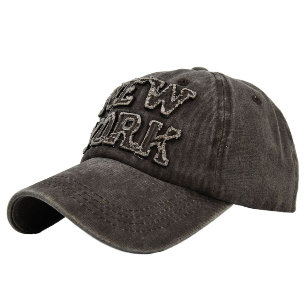 Washed Baseball Cap New York 3d Embroidered Curved Brim Hat_voghion.com