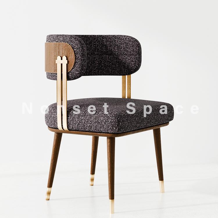 Italian-Style Solid Wood Dining Chair for Home, Restaurant, Hotel Reception Chair, Designer Mid-Century Retro Villa High-End Backrest Chair