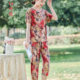 Summer ice silk breathable new middle-aged and elderly mother suit two-piece set of advanced sense aging suit manufacturers wholesale