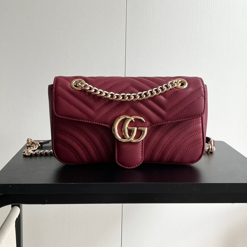 Marmont Ripple Shoulder Bag with Double g Metal Chain Hardware, Genuine Leather Handbag, Shoulder and Crossbody Bag, Multiple Styles Marmont Ripple Shoulder Bag with Double g Metal Chain Hardware, Genuine Leather Handbag, Shoulder and Crossbody Bag, Multiple Styles
