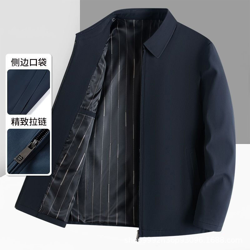 Spring and Autumn Jackets for Middle-Aged and Elderly Men, Lapel Jackets, Autumn Business Casual Men's Clothing for Dads and Seniors