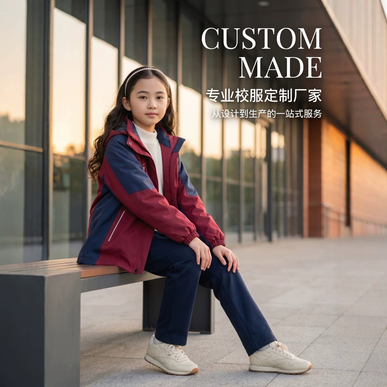 Winter Outdoor Jacket for Middle and High School Students, School Uniform, Class Uniform, Detachable Inner Liner, Three-In-One