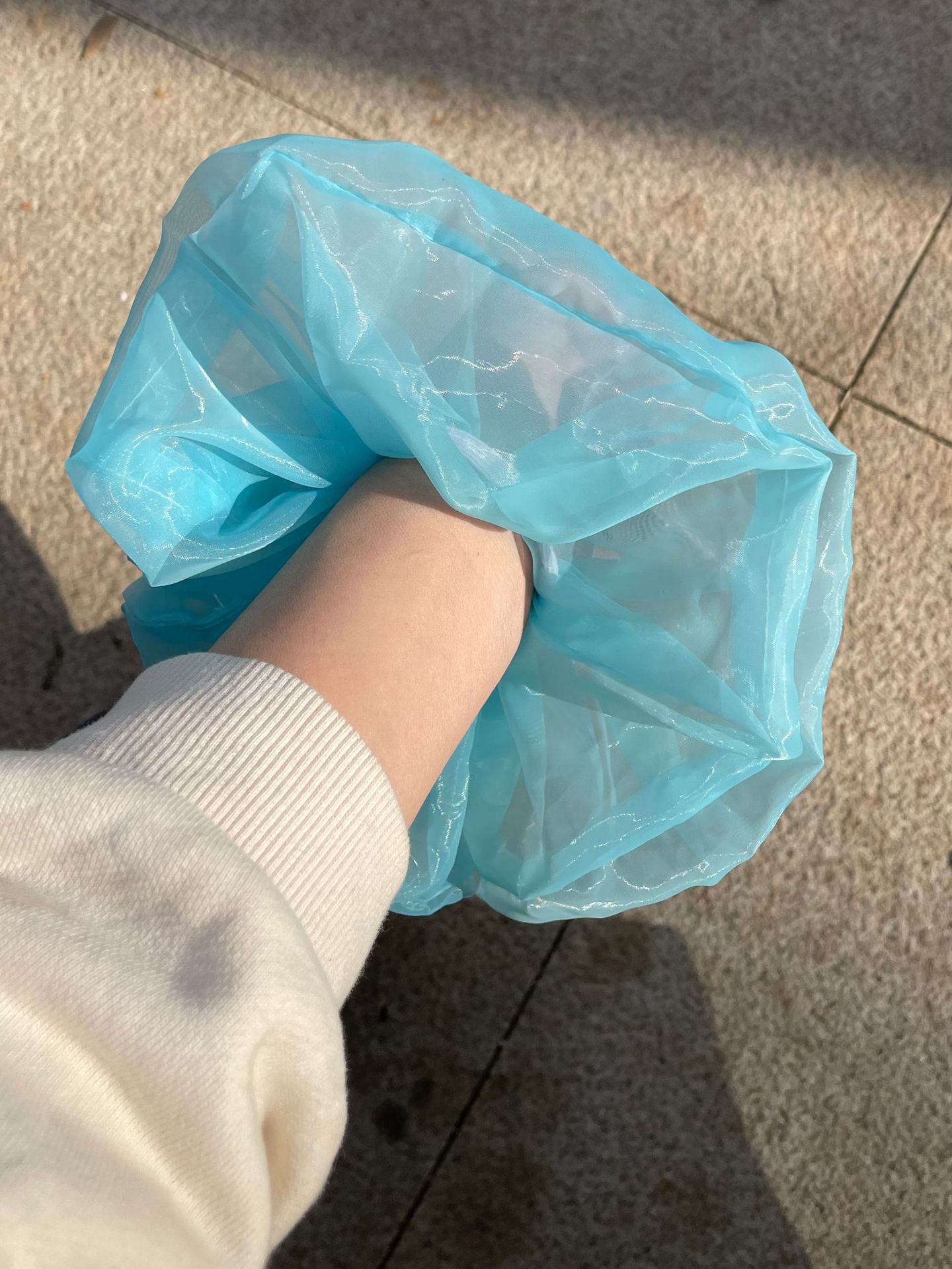 라이트 아쿠아 오간자 머리끈