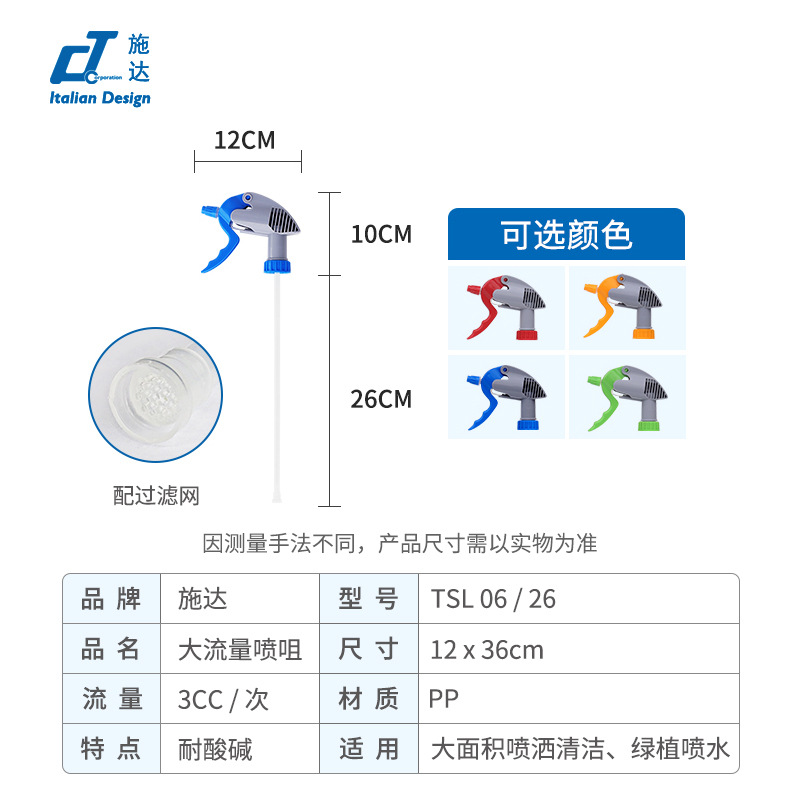 Shida espuma alcohol, resistencia a ácidos y álcalis, resistencia al aceite, podredumbre, desinfección, boquilla de color, boquilla, cuerpo de botella, regado, regadera de flores, limpieza, limpieza