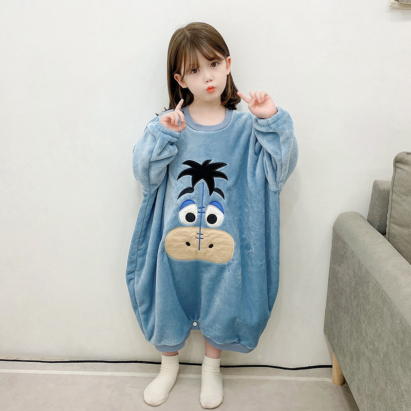 Bebé de franela engrosada camisón de los niños de invierno cálido pijamas de una sola pieza 3.4.5.6 años de edad los niños camisón al por mayor