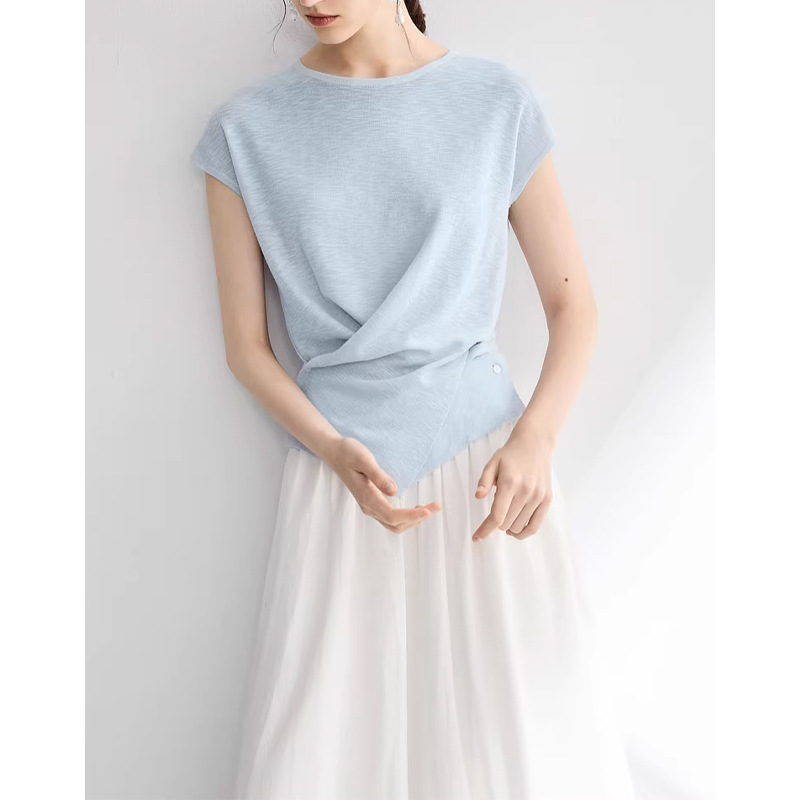 Vòng cổ nữ dây mảnh thiết kế đan ngắn phong cách vintage — xanh lam, màu trắng chi tiết 4