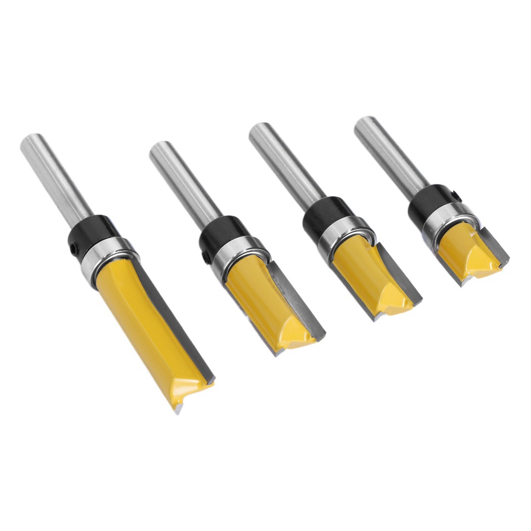 1/4 mango perfil rodamiento recorte cuchillo carpintería herramienta de fresado doble hoja rodamiento cuchillo recto alargado