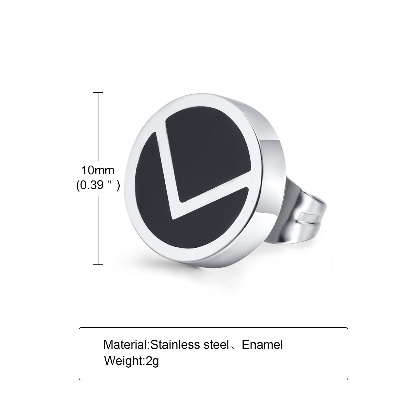 Simple Style V Shape Round Stainless Steel Ear Studs 1 Piece