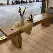 北欧实木长条凳自然边原木长板凳创意休息凳简约换鞋凳电视柜长凳