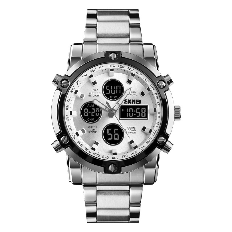Skmei reloj despertador multifunción para hombres reloj de doble núcleo reloj de hombre dial grande reloj electrónico impermeable