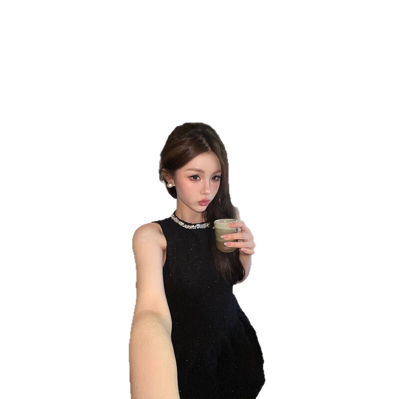 绝美辣妹腰连衣裙女装法式气质千金高级感小黑裙生日礼裙短裙子|undefined