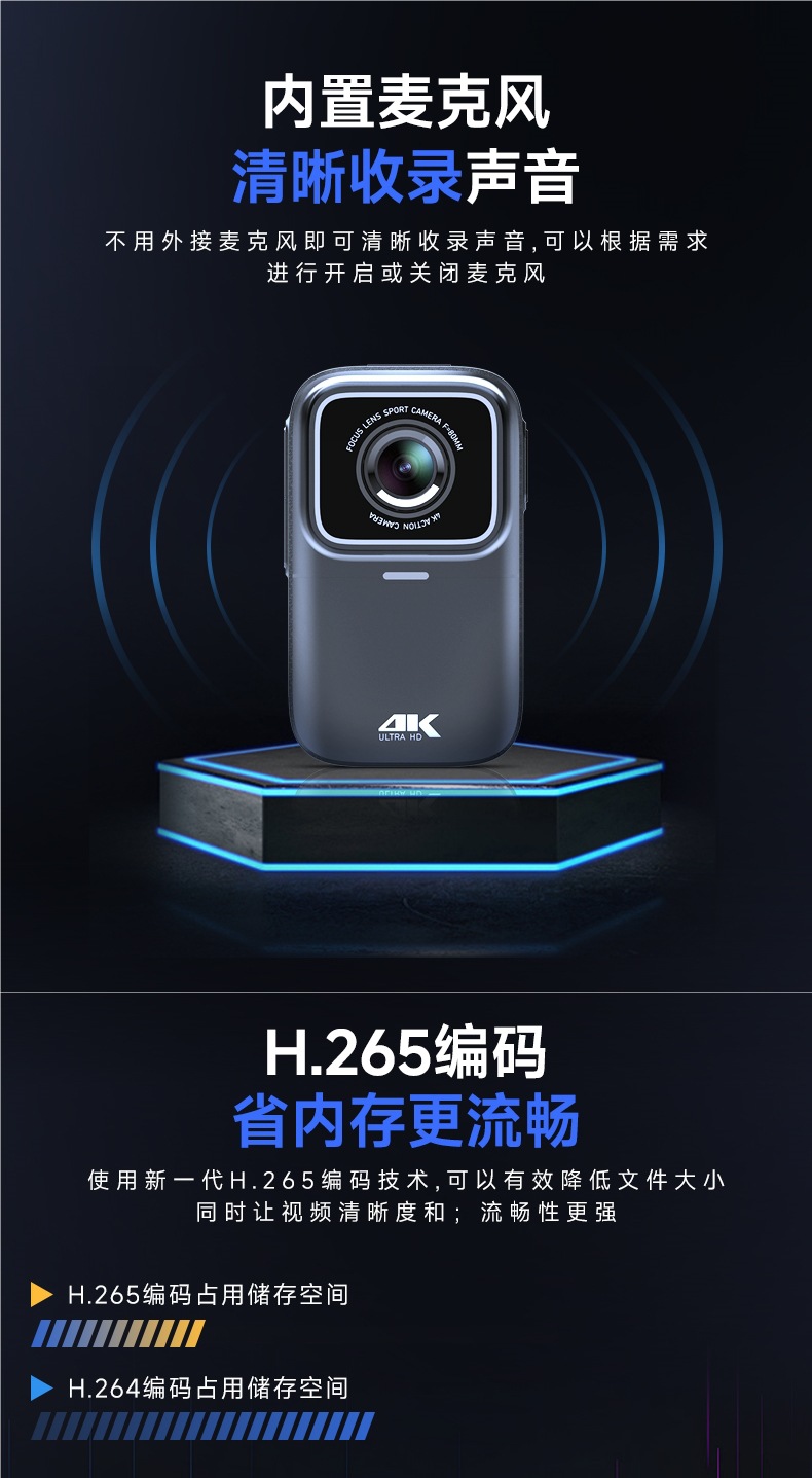 Mountain Dog G10 Thumb Sports Camera Motorcycle Driving Recorder 4K Hd Non-360 Panoramic Helmet Camera