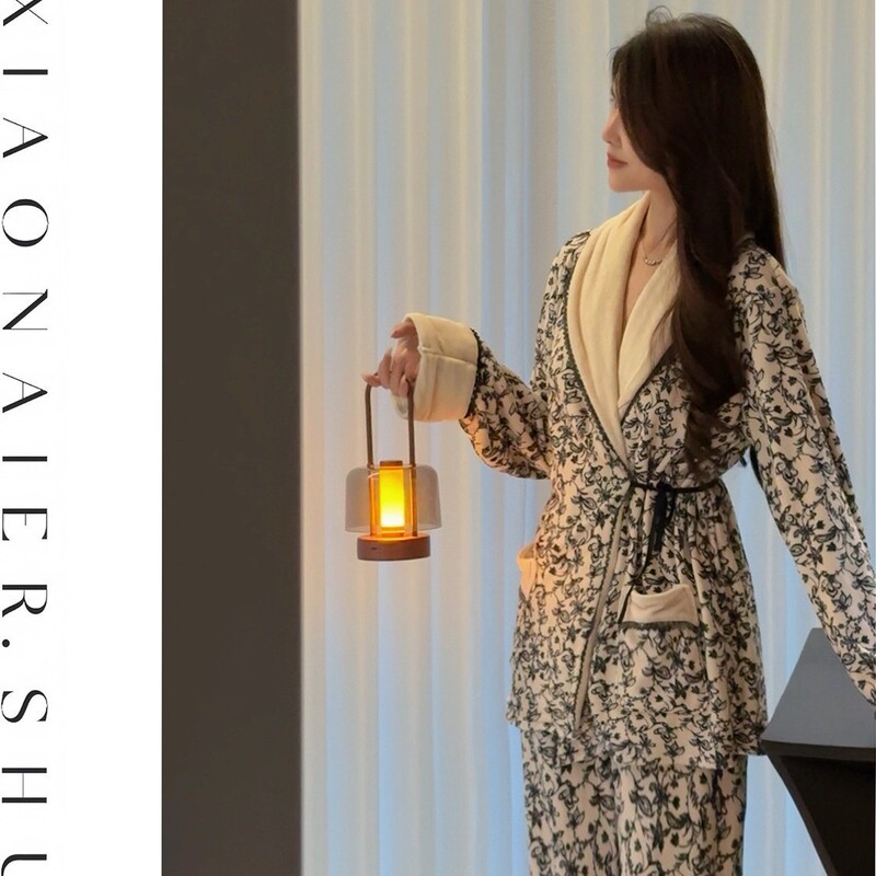 2025 New Autumn and Winter Island Velvet Warm Nightgown Pants for Women to Look Slim and Can Be Worn Outside High-End Home Clothes with Elegant 2025 New Autumn and Winter Island Velvet Warm Nightgown Pants for Women to Look Slim and Can Be Worn Outside High-End Home Clothes with Elegant