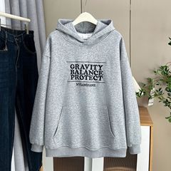 300斤大码秋季新款简约宽松刺绣连帽卫衣200斤胖妹妹休闲帽衫8317