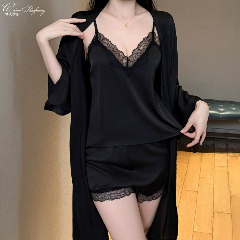 唯美纱 Lace pijama, sexy silk thin set, city style